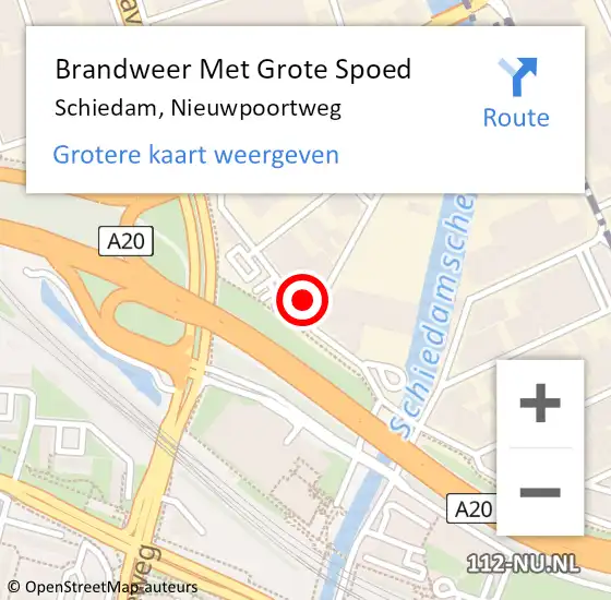 Locatie op kaart van de 112 melding: Brandweer Met Grote Spoed Naar Schiedam, Nieuwpoortweg op 19 april 2024 18:01