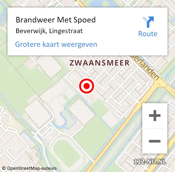 Locatie op kaart van de 112 melding: Brandweer Met Spoed Naar Beverwijk, Lingestraat op 19 april 2024 18:04