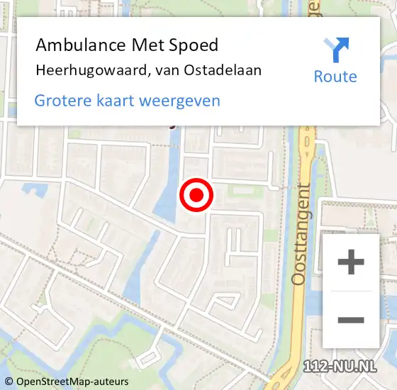 Locatie op kaart van de 112 melding: Ambulance Met Spoed Naar Heerhugowaard, van Ostadelaan op 19 april 2024 18:26