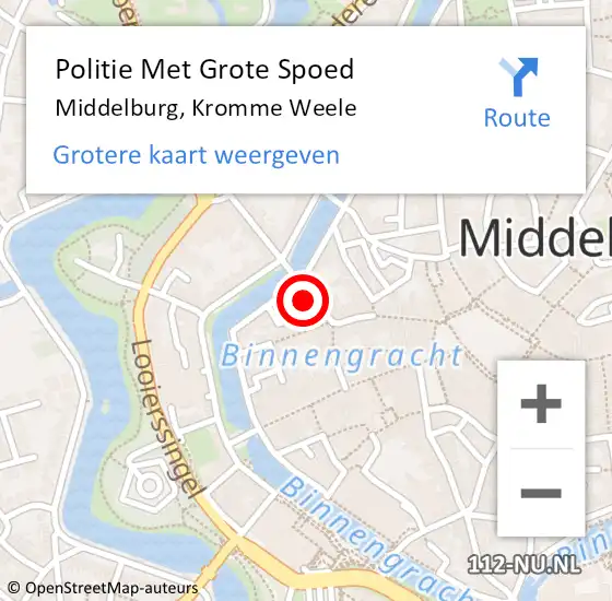 Locatie op kaart van de 112 melding: Politie Met Grote Spoed Naar Middelburg, Kromme Weele op 19 april 2024 18:28