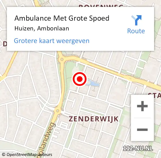 Locatie op kaart van de 112 melding: Ambulance Met Grote Spoed Naar Huizen, Ambonlaan op 3 oktober 2014 02:12