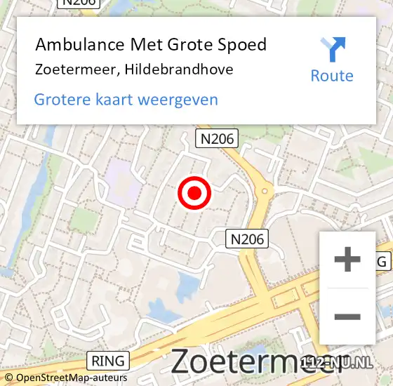 Locatie op kaart van de 112 melding: Ambulance Met Grote Spoed Naar Zoetermeer, Hildebrandhove op 19 april 2024 19:25