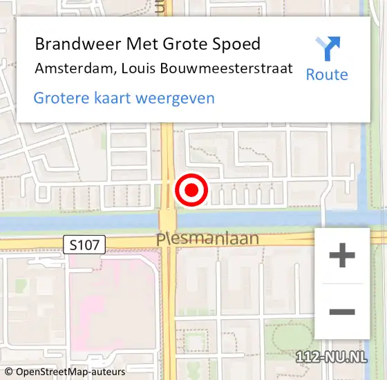 Locatie op kaart van de 112 melding: Brandweer Met Grote Spoed Naar Amsterdam, Louis Bouwmeesterstraat op 19 april 2024 20:18