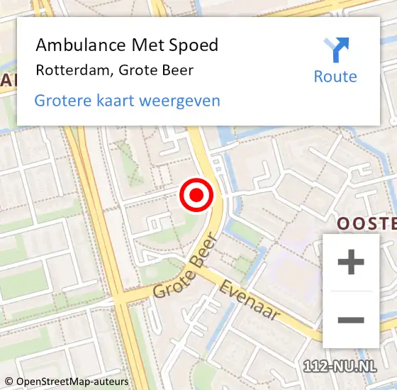Locatie op kaart van de 112 melding: Ambulance Met Spoed Naar Rotterdam, Grote Beer op 19 april 2024 21:09