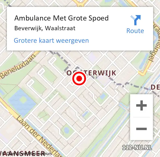 Locatie op kaart van de 112 melding: Ambulance Met Grote Spoed Naar Beverwijk, Waalstraat op 19 april 2024 21:12