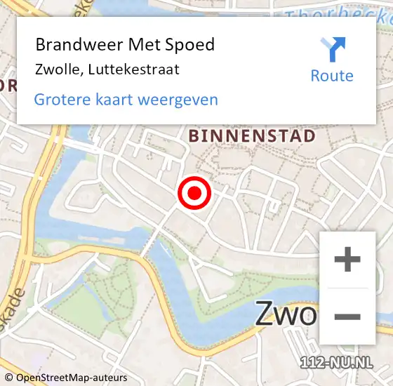 Locatie op kaart van de 112 melding: Brandweer Met Spoed Naar Zwolle, Luttekestraat op 16 oktober 2013 12:38