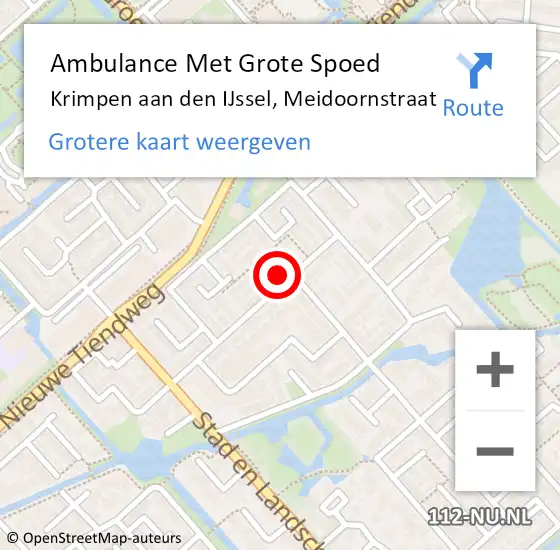 Locatie op kaart van de 112 melding: Ambulance Met Grote Spoed Naar Krimpen aan den IJssel, Meidoornstraat op 19 april 2024 21:22