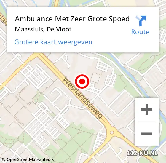 Locatie op kaart van de 112 melding: Ambulance Met Zeer Grote Spoed Naar Maassluis, De Vloot op 19 april 2024 21:43