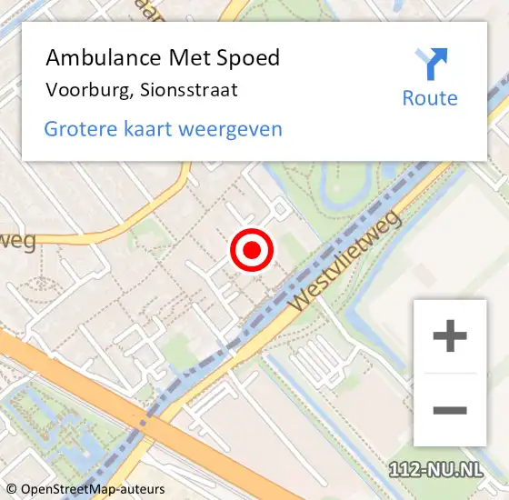 Locatie op kaart van de 112 melding: Ambulance Met Spoed Naar Voorburg, Sionsstraat op 19 april 2024 21:56