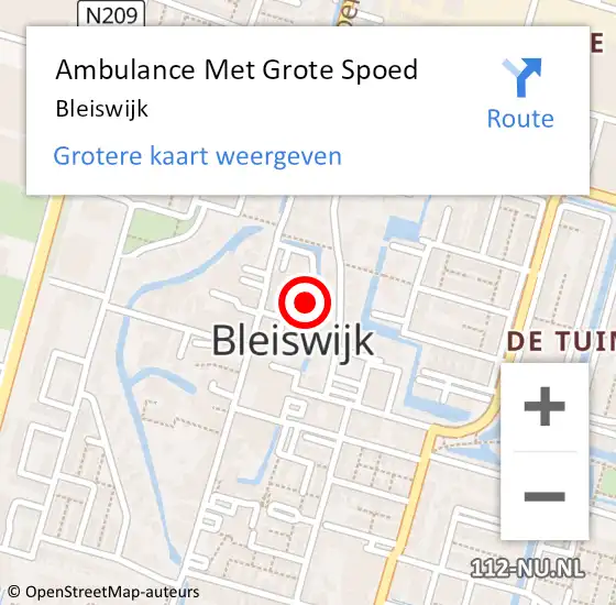 Locatie op kaart van de 112 melding: Ambulance Met Grote Spoed Naar Bleiswijk op 19 april 2024 22:19