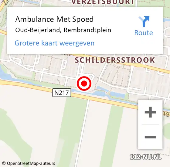 Locatie op kaart van de 112 melding: Ambulance Met Spoed Naar Oud-Beijerland, Rembrandtplein op 19 april 2024 23:28
