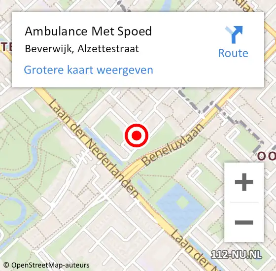 Locatie op kaart van de 112 melding: Ambulance Met Spoed Naar Beverwijk, Alzettestraat op 20 april 2024 00:15