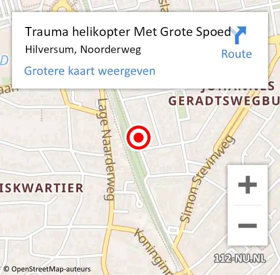 Locatie op kaart van de 112 melding: Trauma helikopter Met Grote Spoed Naar Hilversum, Noorderweg op 20 april 2024 02:08