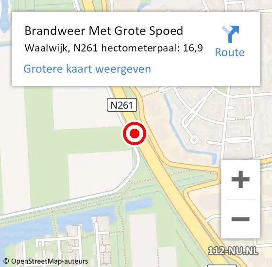 Locatie op kaart van de 112 melding: Brandweer Met Grote Spoed Naar Waalwijk, N261 hectometerpaal: 16,9 op 20 april 2024 02:21