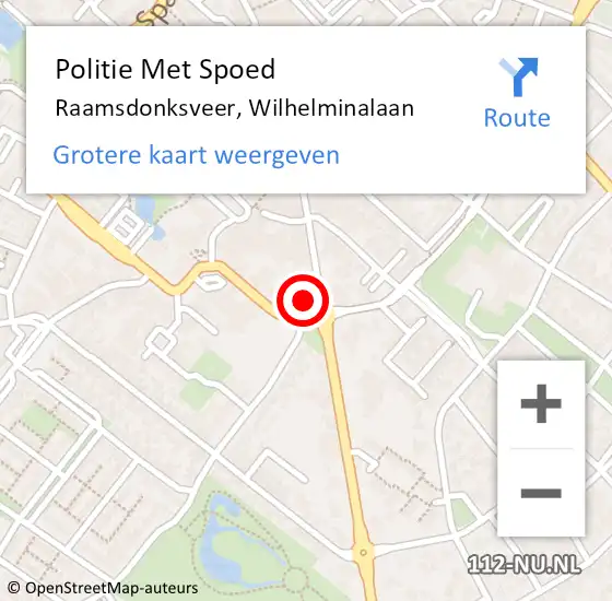 Locatie op kaart van de 112 melding: Politie Met Spoed Naar Raamsdonksveer, Wilhelminalaan op 20 april 2024 02:45