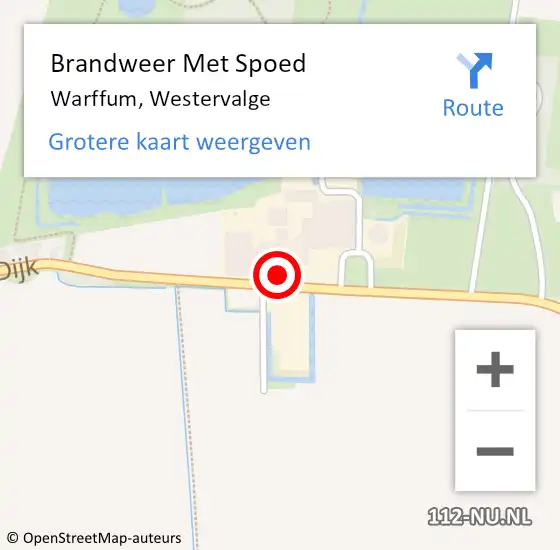 Locatie op kaart van de 112 melding: Brandweer Met Spoed Naar Warffum, Westervalge op 3 oktober 2014 04:19