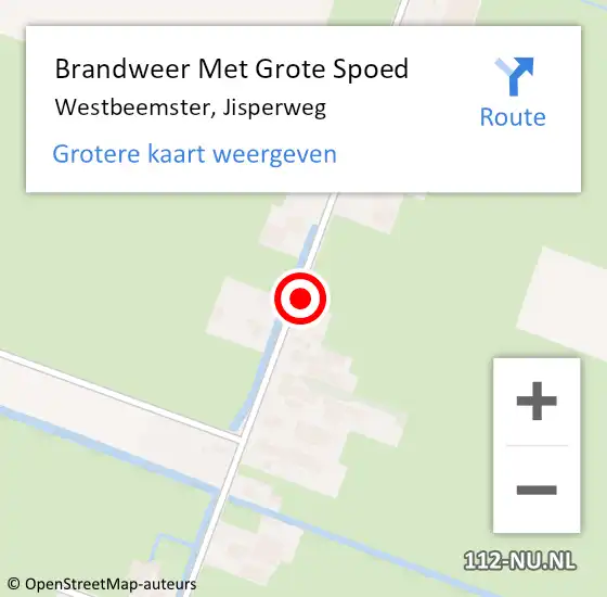 Locatie op kaart van de 112 melding: Brandweer Met Grote Spoed Naar Westbeemster, Jisperweg op 20 april 2024 04:23
