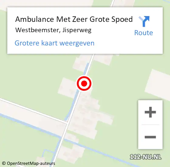 Locatie op kaart van de 112 melding: Ambulance Met Zeer Grote Spoed Naar Westbeemster, Jisperweg op 20 april 2024 04:23