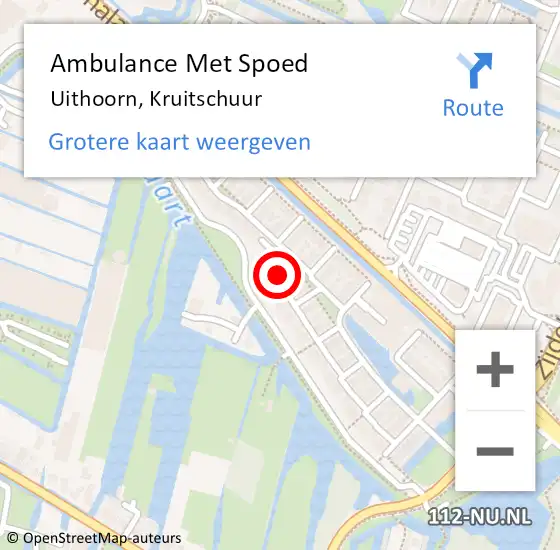 Locatie op kaart van de 112 melding: Ambulance Met Spoed Naar Uithoorn, Kruitschuur op 20 april 2024 04:37