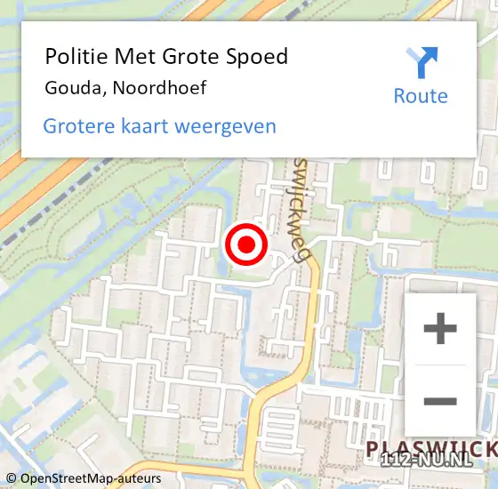 Locatie op kaart van de 112 melding: Politie Met Grote Spoed Naar Gouda, Noordhoef op 20 april 2024 04:57