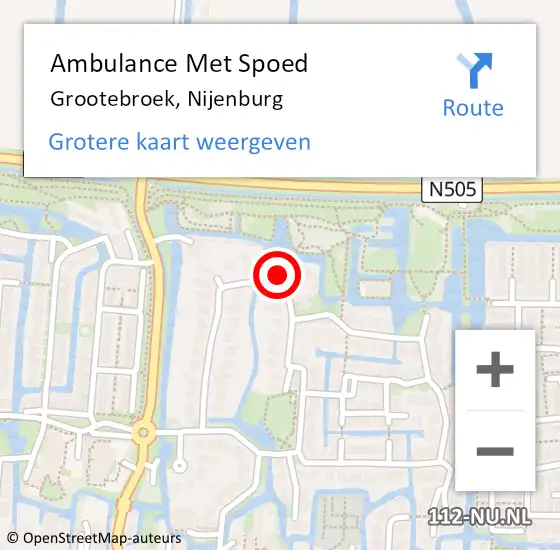 Locatie op kaart van de 112 melding: Ambulance Met Spoed Naar Grootebroek, Nijenburg op 20 april 2024 05:22