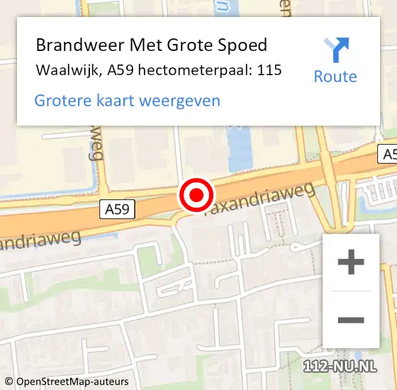 Locatie op kaart van de 112 melding: Brandweer Met Grote Spoed Naar Waalwijk, A59 hectometerpaal: 115 op 20 april 2024 06:38