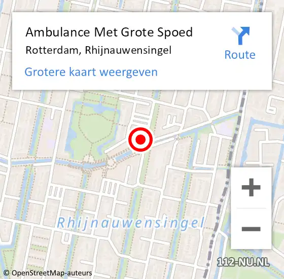 Locatie op kaart van de 112 melding: Ambulance Met Grote Spoed Naar Rotterdam, Rhijnauwensingel op 20 april 2024 06:40