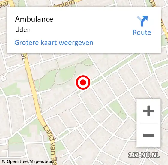Locatie op kaart van de 112 melding: Ambulance Uden op 20 april 2024 07:02