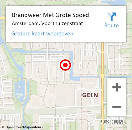 Locatie op kaart van de 112 melding: Brandweer Met Grote Spoed Naar Amsterdam, Voorthuizenstraat op 20 april 2024 07:05