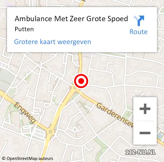 Locatie op kaart van de 112 melding: Ambulance Met Zeer Grote Spoed Naar Putten op 20 april 2024 07:34