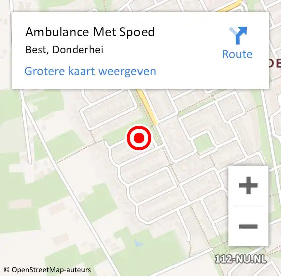 Locatie op kaart van de 112 melding: Ambulance Met Spoed Naar Best, Donderhei op 3 oktober 2014 05:14