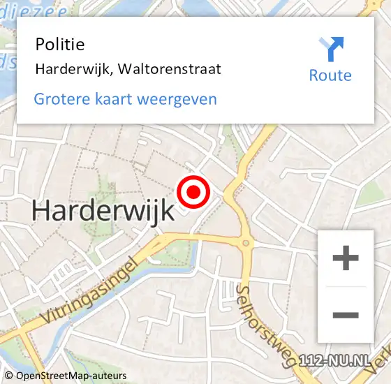 Locatie op kaart van de 112 melding: Politie Harderwijk, Waltorenstraat op 20 april 2024 08:30