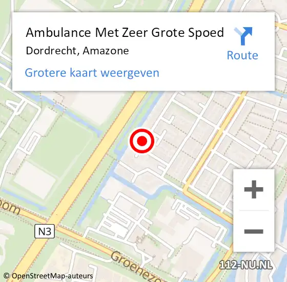 Locatie op kaart van de 112 melding: Ambulance Met Zeer Grote Spoed Naar Dordrecht, Amazone op 20 april 2024 08:32