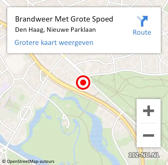 Locatie op kaart van de 112 melding: Brandweer Met Grote Spoed Naar Den Haag, Nieuwe Parklaan op 20 april 2024 08:40