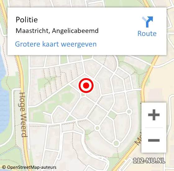 Locatie op kaart van de 112 melding: Politie Maastricht, Angelicabeemd op 20 april 2024 08:41