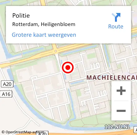Locatie op kaart van de 112 melding: Politie Rotterdam, Heiligenbloem op 20 april 2024 08:44