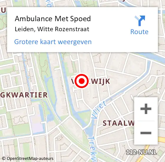 Locatie op kaart van de 112 melding: Ambulance Met Spoed Naar Leiden, Witte Rozenstraat op 20 april 2024 08:59
