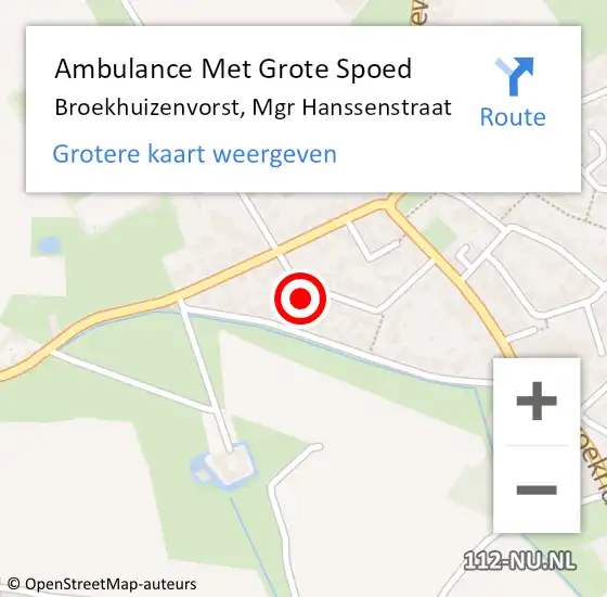 Locatie op kaart van de 112 melding: Ambulance Met Grote Spoed Naar Broekhuizenvorst, Mgr Hanssenstraat op 3 oktober 2014 05:42