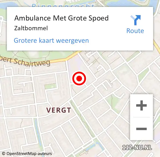 Locatie op kaart van de 112 melding: Ambulance Met Grote Spoed Naar Zaltbommel op 20 april 2024 10:11