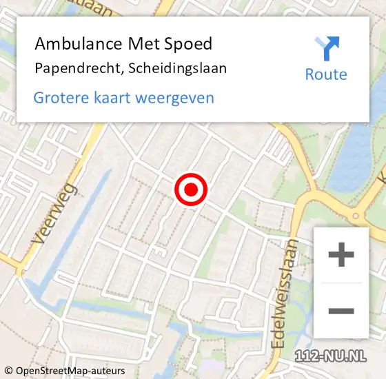 Locatie op kaart van de 112 melding: Ambulance Met Spoed Naar Papendrecht, Scheidingslaan op 20 april 2024 10:13