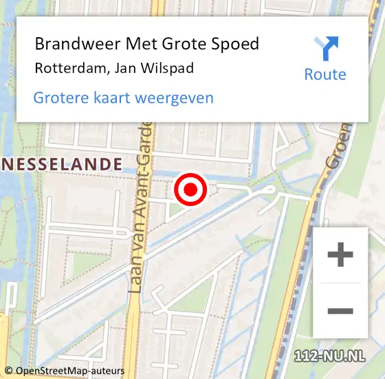 Locatie op kaart van de 112 melding: Brandweer Met Grote Spoed Naar Rotterdam, Jan Wilspad op 20 april 2024 10:16