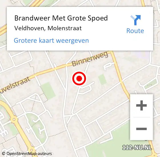 Locatie op kaart van de 112 melding: Brandweer Met Grote Spoed Naar Veldhoven, Molenstraat op 20 april 2024 10:18