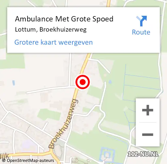 Locatie op kaart van de 112 melding: Ambulance Met Grote Spoed Naar Lottum, Broekhuizerweg op 3 oktober 2014 06:09