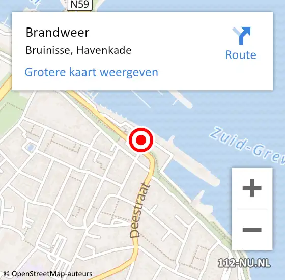 Locatie op kaart van de 112 melding: Brandweer Bruinisse, Havenkade op 20 april 2024 10:26