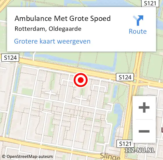 Locatie op kaart van de 112 melding: Ambulance Met Grote Spoed Naar Rotterdam, Oldegaarde op 20 april 2024 10:55