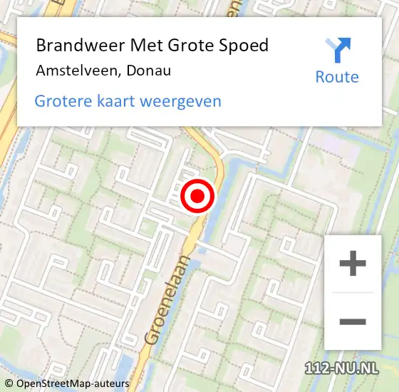 Locatie op kaart van de 112 melding: Brandweer Met Grote Spoed Naar Amstelveen, Donau op 20 april 2024 11:02