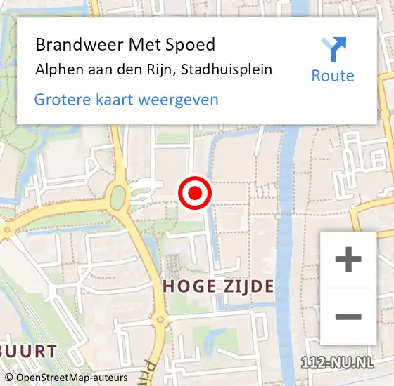 Locatie op kaart van de 112 melding: Brandweer Met Spoed Naar Alphen aan den Rijn, Stadhuisplein op 20 april 2024 11:22