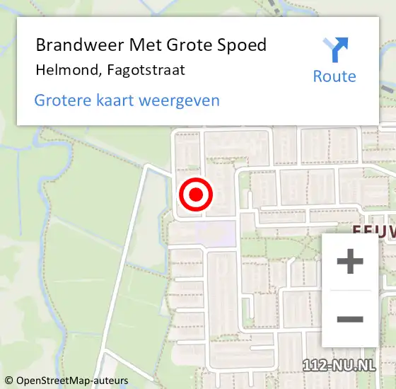 Locatie op kaart van de 112 melding: Brandweer Met Grote Spoed Naar Helmond, Fagotstraat op 20 april 2024 11:24