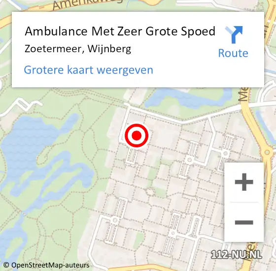 Locatie op kaart van de 112 melding: Ambulance Met Zeer Grote Spoed Naar Zoetermeer, Wijnberg op 20 april 2024 11:28