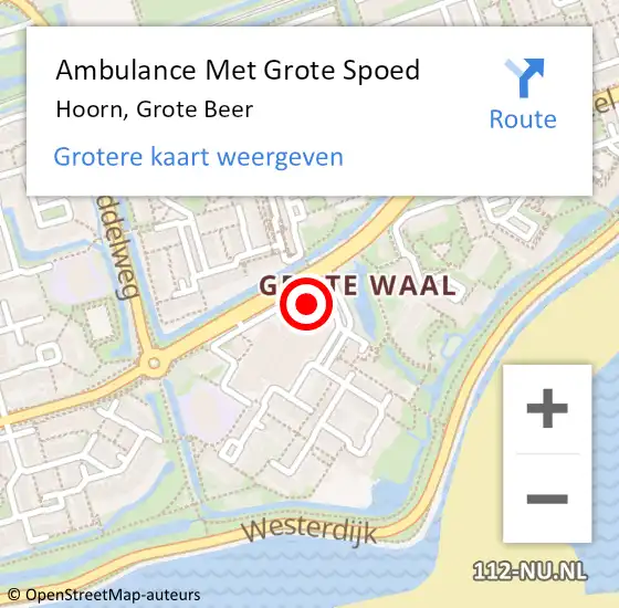Locatie op kaart van de 112 melding: Ambulance Met Grote Spoed Naar Hoorn, Grote Beer op 20 april 2024 11:29